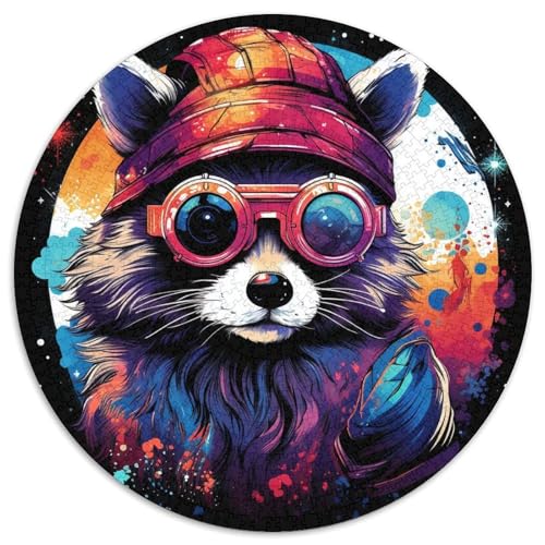 Puzzle 1000 Teile, farbenfrohes Kunst-Waschbär-Puzzle aus Karton, Weihnachten, Halloween, Ostern, Neujahr (67,5 x 67,5 cm) von LGSHENG