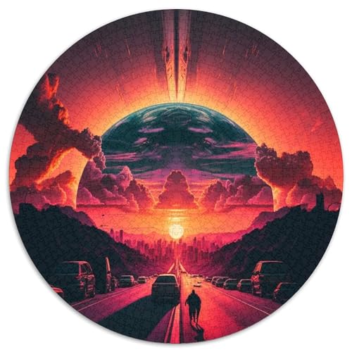 Puzzle 1000 Teile „Neon Planet Road“ aus Karton, Weihnachten, Halloween, Ostern, Neujahr (67,5 x 67,5 cm) von LGSHENG