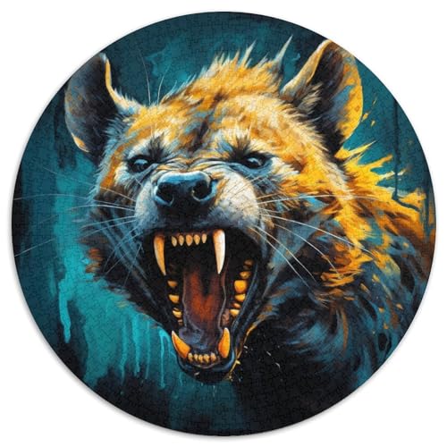 Puzzle 1000 Teile „Psychedelic The Hyena“, rund, Papierpuzzle, anspruchsvolles Denkspiel für Teenager, Spaß für den Spieleabend mit der Familie (67,5 x 67,5 cm) von LGSHENG