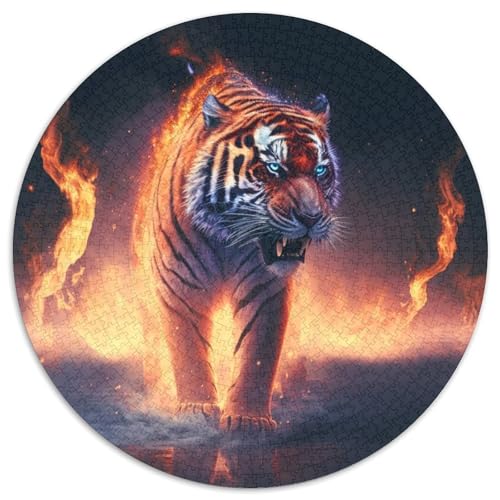 Puzzle 1000 Teile „Tiger im Feuer“, Kartonpuzzle, Weihnachten, Halloween, Ostern, Neujahr (67,5 x 67,5 cm) von LGSHENG