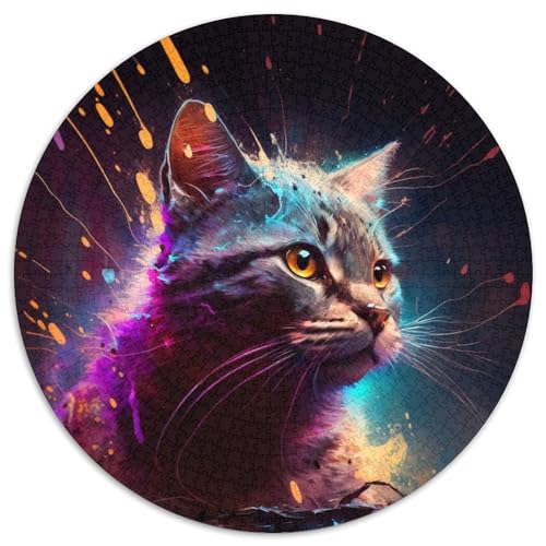 Puzzle 1000 Teile Fantasiekatze, rund, Papierpuzzle, anspruchsvolles Denkspiel für Teenager, Familienspaß, DIY-Heimdekor-Geschenk, 67,5 x 67,5 cm Puzzle 1000 Teile Fantasiekatze, rund, Papierpuzzle, anspruchsvolles Denkspiel für Teenager, Familienspaß, DIY-Heimdekor-Geschenk, 67,5 x 67,5 cm von LGSHENG