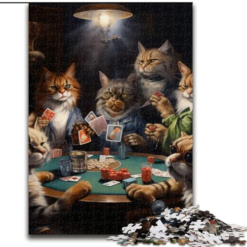 Puzzle 1000 Teile Katzen Spielen Poker, Teenager, Paare und Freunde zum Geburtstag, zu Weihnachten (Größe: 50x75cm) von LGSHENG