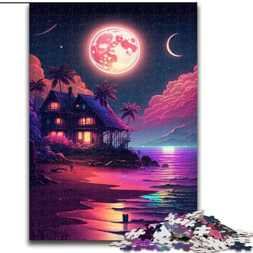 Puzzle 1000 Teile Neon Beach House Puzzle Teenager, Paare und Freunde zum Geburtstag, Weihnachten (Größe: 26x38cm) von LGSHENG