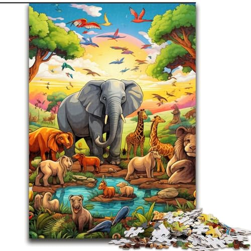Puzzle 1000 Teile für Erwachsene, Afrikanische Tiere, Puzzle, Familie und Freunde, geeignet für Kinder ab 14 Jahren (Größe: 26x38cm) von LGSHENG