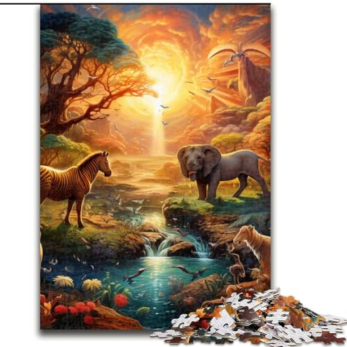 Puzzle 1000 Teile für Erwachsene, Afrikanische Tiere, pädagogisches Denkspiel, künstlerische Heim- und Bürodekoration, ab 14 Jahren (Größe: 26x38cm) von LGSHENG