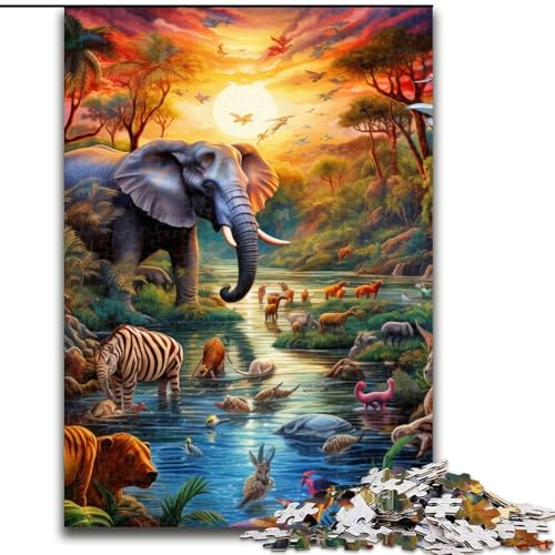 Puzzle 1000 Teile für Erwachsene, Afrikanische Tiere, pädagogisches Denkspiel, künstlerische Heim- und Bürodekoration, ab 14 Jahren (Größe: 50x75cm) von LGSHENG