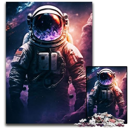 Puzzle 1000 Teile für Erwachsene, Astronaut im Weltraum. Holzpuzzle, interaktives Familienspiel, Bastelgeschenk mit farbenfrohen Kunstwerken, 26x38cm Puzzle 1000 Teile für Erwachsene, Astronaut im Weltraum. Holzpuzzle, interaktives Familienspiel, Bastelgeschenk mit farbenfrohen Kunstwerken, 26x38cm von LGSHENG
