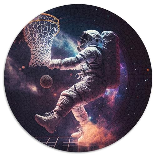 Puzzle 1000 Teile für Erwachsene, Astronaut spielt Basketball, rund, Papppuzzle, anspruchsvolles Denkspiel, Familienaktivität, Heimdekoration, 67,5 x 67,5 cm Puzzle 1000 Teile für Erwachsene, Astronaut spielt Basketball, rund, Papppuzzle, anspruchsvolles Denkspiel, Familienaktivität, Heimdekoration, 67,5 x 67,5 cm von LGSHENG