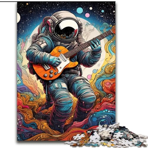 Puzzle 1000 Teile für Erwachsene, Astronauten-Gitarren-Puzzle, perfekt für Teenager, Familienzusammenhalt, Denksportaufgabe und DIY-Geschenk zur Heimdekoration (Größe: 50x75cm) von LGSHENG