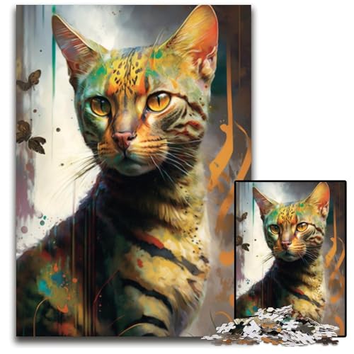 Puzzle 1000 Teile für Erwachsene, Bengalkatzen-Malerei, Holzpuzzle, Denkspiel für Teenager und Familieninteraktion, 26x38cm Puzzle 1000 Teile für Erwachsene, Bengalkatzen-Malerei, Holzpuzzle, Denkspiel für Teenager und Familieninteraktion, 26x38cm von LGSHENG