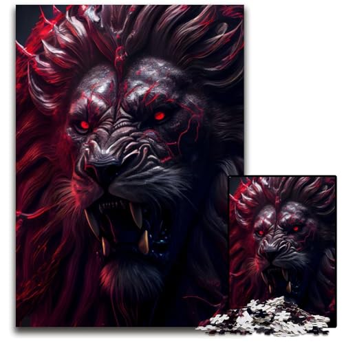 Puzzle 1000 Teile für Erwachsene, Böser König der Löwen, Schwarzes Holzpuzzle, Denkspiel für Teenager und Familieninteraktion, 26x38cm Puzzle 1000 Teile für Erwachsene, Böser König der Löwen, Schwarzes Holzpuzzle, Denkspiel für Teenager und Familieninteraktion, 26x38cm von LGSHENG