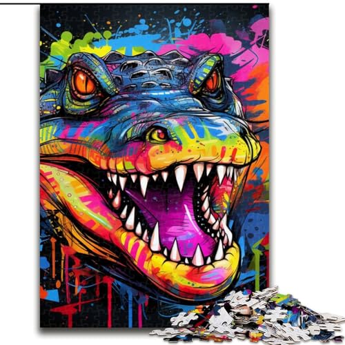 Puzzle 1000 Teile für Erwachsene, Bunte Krokodile, interaktives Familienspiel, ideal für Teenager, Denksport-Geschenk (Größe: 50x75cm) von LGSHENG