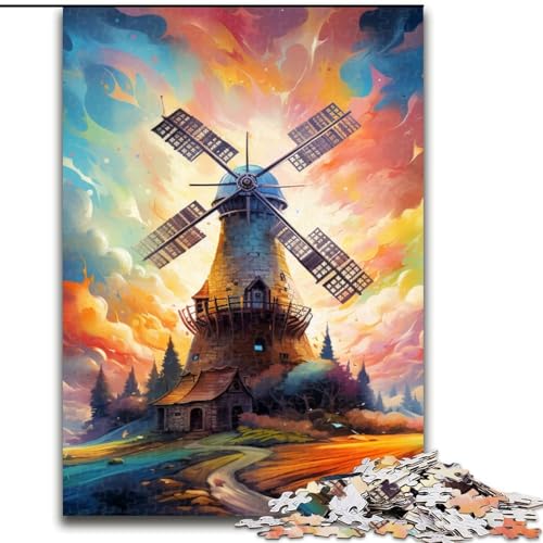 Puzzle 1000 Teile für Erwachsene, Bunte Windmühlen, Puzzle für Jugendliche, Familien-Lernspiele, Heimdekoration, Geschenk (Größe: 50x75cm) von LGSHENG
