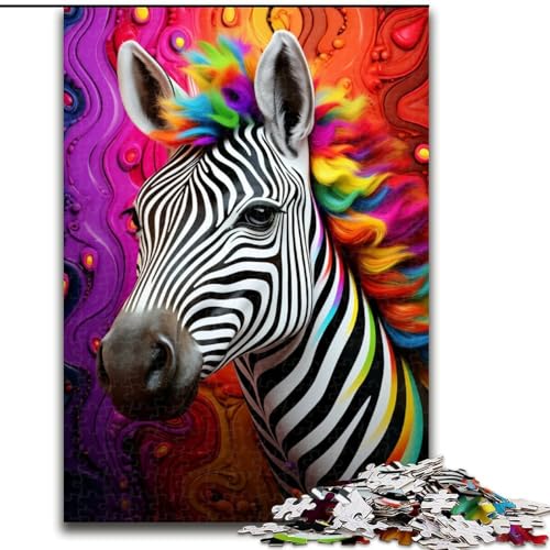 Puzzle 1000 Teile für Erwachsene, Bunte Zebras, anspruchsvolles Denkspiel für Teenager, Spaß für den Spieleabend mit der Familie (Größe: 50x75cm) von LGSHENG