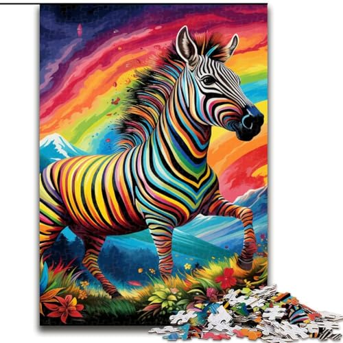 Puzzle 1000 Teile für Erwachsene, Bunte Zebras, interaktives Familienspiel, ideal für Teenager, Denksport-Geschenk (Größe: 50x75cm) von LGSHENG