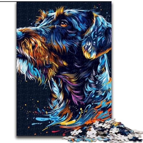 Puzzle 1000 Teile für Erwachsene, Deutscher Drahthaar-Hund, Kunst-Puzzle, Spielgeschenk für Erwachsene, interaktives Familienspiel, Gehirn-Herausforderung, Geschenk (Größe: 26x38cm) von LGSHENG