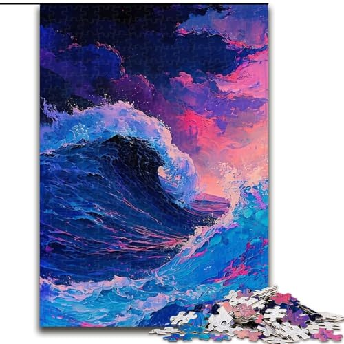 Puzzle 1000 Teile für Erwachsene, Die Große Welle vor Kanagawa, pädagogisches Denkspiel, künstlerische Heim- und Bürodekoration, ab 14 Jahren (Größe: 26x38cm) von LGSHENG