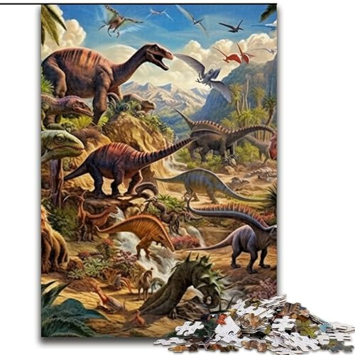 Puzzle 1000 Teile für Erwachsene, Dinosaurierwelt-Puzzle, pädagogisches Denkspiel, künstlerische Heim- und Bürodekoration, ab 14 Jahren (Größe: 26x38cm) von LGSHENG