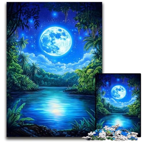 Puzzle 1000 Teile für Erwachsene, Farbiger Mond, Holzpuzzle, interaktives Familienspiel, Bastelgeschenk mit farbenfrohen Kunstwerken, 50x75cm Puzzle 1000 Teile für Erwachsene, Farbiger Mond, Holzpuzzle, interaktives Familienspiel, Bastelgeschenk mit farbenfrohen Kunstwerken, 50x75cm von LGSHENG