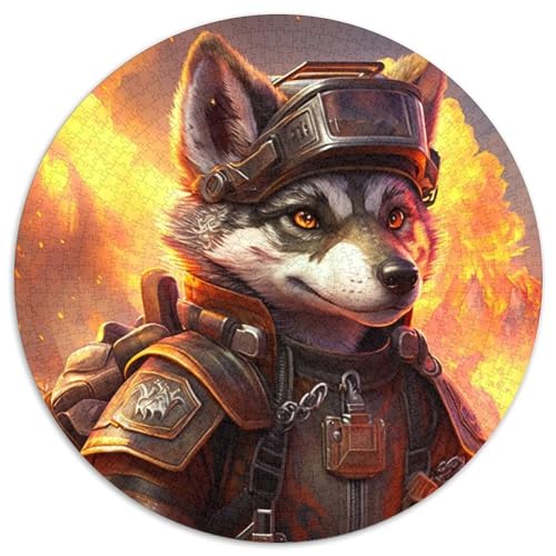 Puzzle 1000 Teile für Erwachsene, Feuerwehrmann-Wolf, rund, Papppuzzle, kompliziertes Design für Teenager, DIY-Dekor und gehirnfördernder Spaß, 67,5 x 67,5 cm Puzzle 1000 Teile für Erwachsene, Feuerwehrmann-Wolf, rund, Papppuzzle, kompliziertes Design für Teenager, DIY-Dekor und gehirnfördernder Spaß, 67,5 x 67,5 cm von LGSHENG