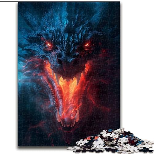 Puzzle 1000 Teile für Erwachsene, Gefährlicher Drache, Puzzle für die Inneneinrichtung, ideales Weihnachts- und Neujahrsgeschenk für Teenager (Größe: 26x38cm) von LGSHENG