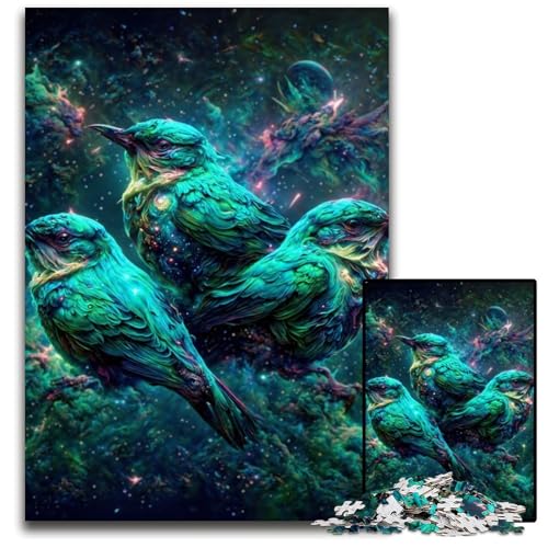 Puzzle 1000 Teile für Erwachsene, Grüner Weltraumvogel, Unmögliches Puzzle für Erwachsene, DIY-Geschenk zur Heimdekoration, Denksportspiel, 50x75cm von LGSHENG