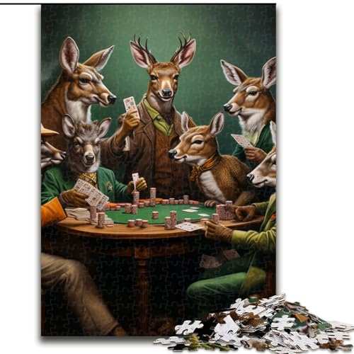 Puzzle 1000 Teile für Erwachsene, Hirsch-Poker-Puzzle, pädagogisches Denkspiel, künstlerische Heim- und Bürodekoration, ab 14 Jahren (Größe: 26x38cm) von LGSHENG
