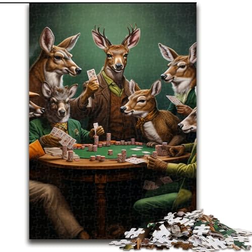 Puzzle 1000 Teile für Erwachsene, Hirsch-Poker-Puzzle für Jugendliche, Familien-Lernspiele, Heimdekoration, Geschenk (Größe: 50x75cm) von LGSHENG