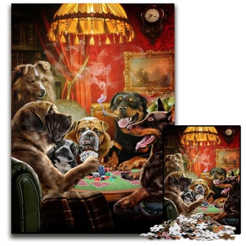 Puzzle 1000 Teile für Erwachsene, Hund spielt Pokerspiel, Holzpuzzle, Denksportaufgabe, interaktives Familienspiel, geeignet für Kinder ab 14 Jahren, 50x75cm Puzzle 1000 Teile für Erwachsene, Hund spielt Pokerspiel, Holzpuzzle, Denksportaufgabe, interaktives Familienspiel, geeignet für Kinder ab 14 Jahren, 50x75cm von LGSHENG