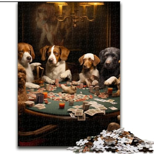 Puzzle 1000 Teile für Erwachsene, Hunde Spielen Poker, Familie und Freunde, geeignet für Kinder ab 14 Jahren (Größe: 50x75cm) von LGSHENG