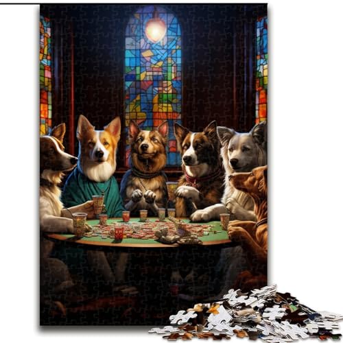 Puzzle 1000 Teile für Erwachsene, Hunde Spielen Poker, Heimaktivität für Feiertage, Geburtstage und Familienspieleabende (Größe: 26x38cm) von LGSHENG