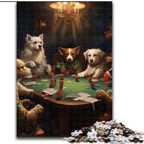 Puzzle 1000 Teile für Erwachsene, Hunde Spielen Poker, Puzzle, Heimaktivität für Feiertage, Geburtstage und Familienspieleabende (Größe: 26x38cm) von LGSHENG