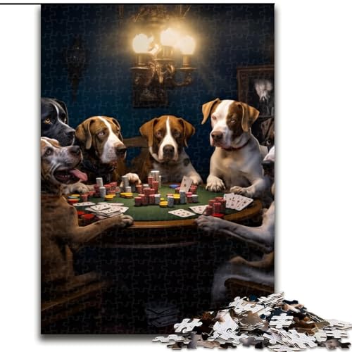 Puzzle 1000 Teile für Erwachsene, Hunde Spielen Poker, Puzzle, Heimaktivität für Feiertage, Geburtstage und Familienspieleabende (Größe: 26x38cm) von LGSHENG