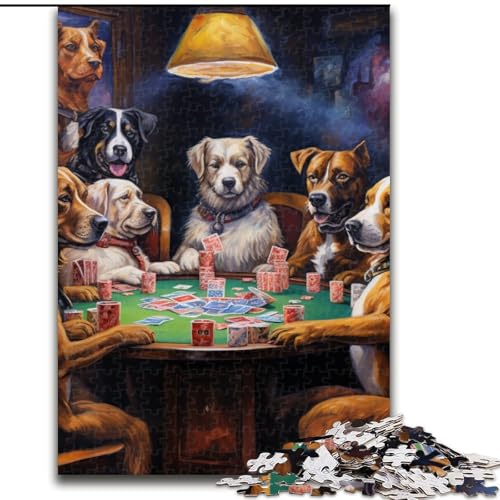 Puzzle 1000 Teile für Erwachsene, Hunde Spielen Poker, interaktives Familienpuzzlespiel, ideal für Teenager, Denksportgeschenk (Größe: 50x75cm) von LGSHENG