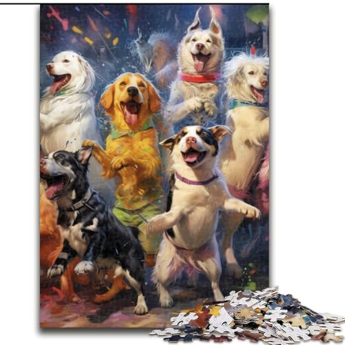 Puzzle 1000 Teile für Erwachsene, Hundeparty-Puzzle, pädagogisches Denkspiel, künstlerische Heim- und Bürodekoration, ab 14 Jahren (Größe: 26x38cm) von LGSHENG