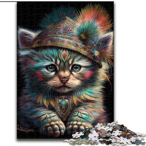 Puzzle 1000 Teile für Erwachsene, Indian Warrior Cats Puzzle, Spiel für Erwachsene, Geschenk, Familien-Interaktives Spiel, Gehirn-Herausforderung, Geschenk (Größe: 50x75cm) von LGSHENG