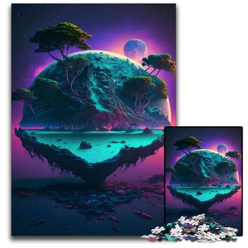Puzzle 1000 Teile für Erwachsene, Inselplanet, Holzpuzzle, Denkspiel, interaktives Familienspiel, geeignet für Kinder ab 14 Jahren, 50x75cm von LGSHENG