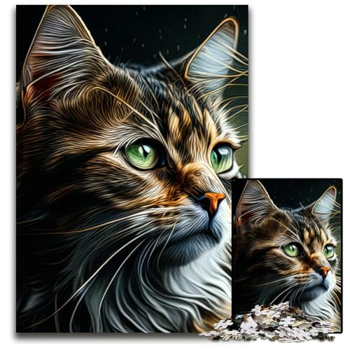 Puzzle 1000 Teile für Erwachsene, Katze, Holzpuzzle, interaktives Familienspiel, Bastelgeschenk mit farbenfrohen Kunstwerken, 26x38cm Puzzle 1000 Teile für Erwachsene, Katze, Holzpuzzle, interaktives Familienspiel, Bastelgeschenk mit farbenfrohen Kunstwerken, 26x38cm von LGSHENG