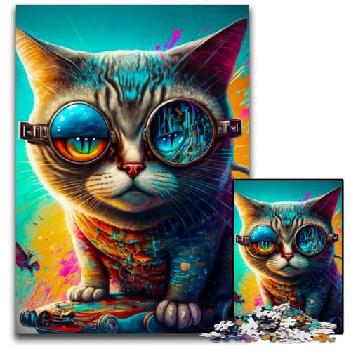 Puzzle 1000 Teile für Erwachsene, Katze, süßes Tier, Holzpuzzle, Denkspiel für Teenager und Familieninteraktion, 26x38cm Puzzle 1000 Teile für Erwachsene, Katze, süßes Tier, Holzpuzzle, Denkspiel für Teenager und Familieninteraktion, 26x38cm von LGSHENG