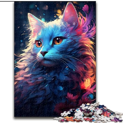 Puzzle 1000 Teile für Erwachsene, Katze in den Blumen, pädagogisches Denkspiel, künstlerische Heim- und Bürodekoration, ab 14 Jahren (Größe: 26x38cm) von LGSHENG