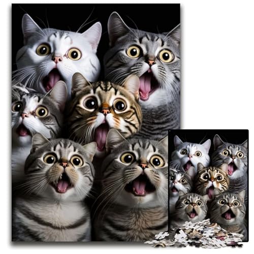 Puzzle 1000 Teile für Erwachsene, Katze schockiert, Holzpuzzle, Denkspiel für Teenager und Familieninteraktion, 50x75cm Puzzle 1000 Teile für Erwachsene, Katze schockiert, Holzpuzzle, Denkspiel für Teenager und Familieninteraktion, 50x75cm von LGSHENG