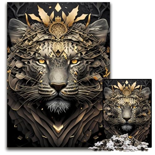 Puzzle 1000 Teile für Erwachsene, Königstiger, Goldenes Art-Deco-Puzzle für Erwachsene, Spaß bei Heimaktivitäten, Geburtstagsgeschenk, Reisegeschenk, 50x75cm von LGSHENG
