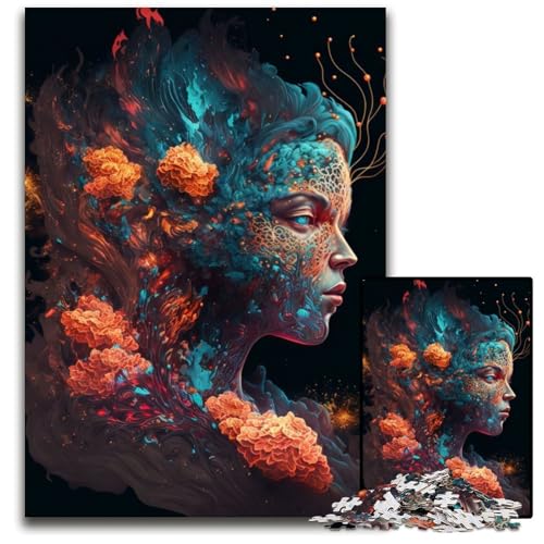 Puzzle 1000 Teile für Erwachsene, Korallenfrau, Holzpuzzle, interaktives Familienspiel, Bastelgeschenk mit farbenfrohen Kunstwerken, 50x75cm von LGSHENG