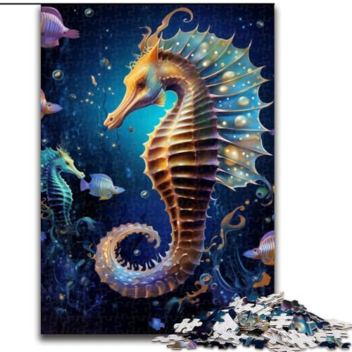 Puzzle 1000 Teile für Erwachsene, Kunst, Tiere, Seepferdchen, Puzzle, Spiel für Erwachsene, Geschenk, Familie, interaktives Spiel, Gehirn-Herausforderung, Geschenk (Größe: 26x38cm) von LGSHENG