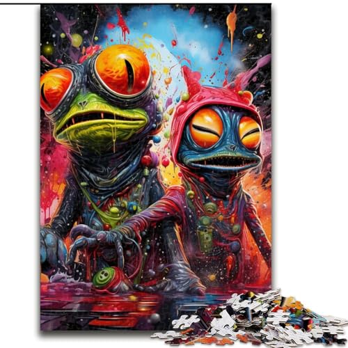 Puzzle 1000 Teile für Erwachsene, Kunst, seltsame Frösche, anspruchsvolles Denkspiel für Teenager, Spaß für den Spieleabend mit der Familie (Größe: 26x38cm) von LGSHENG