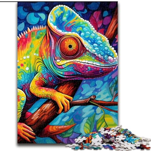 Puzzle 1000 Teile für Erwachsene, Kunst-Chamäleon-Puzzle für Jugendliche, Familien-Lernspiele, Heimdekoration, Geschenk (Größe: 26x38cm) von LGSHENG