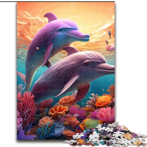 Puzzle 1000 Teile für Erwachsene, Kunst-Delfin-Puzzle, anspruchsvolle DIY-Kunst für Enthusiasten, Entspannung (Größe: 26x38cm) von LGSHENG