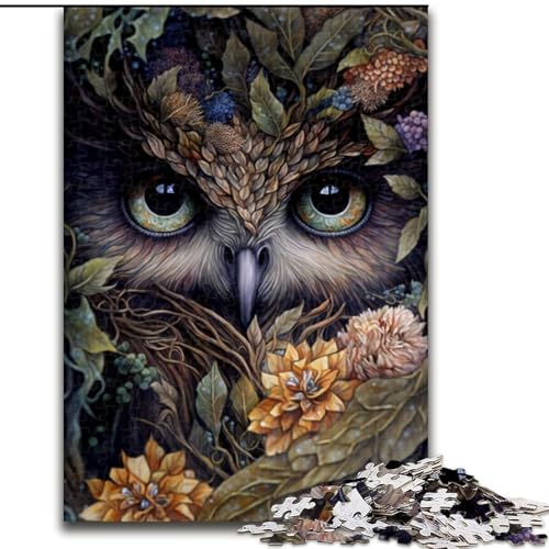 Puzzle 1000 Teile für Erwachsene, Kunst-Eulengesichts-Puzzle für Teenager, Familien-Lernspiele, Heimdekoration, Geschenk (Größe: 26x38cm) von LGSHENG