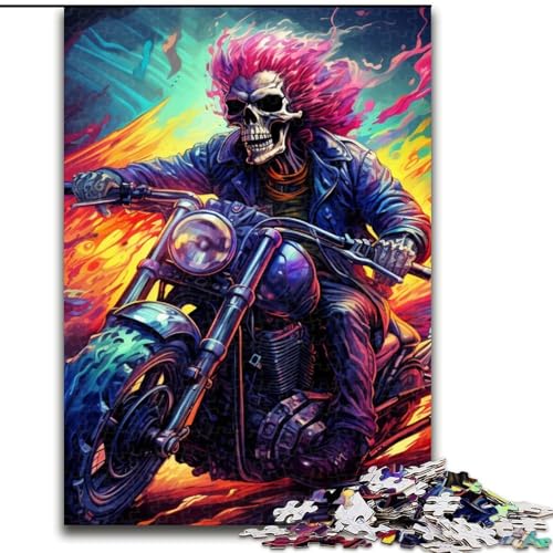 Puzzle 1000 Teile für Erwachsene, Kunst-Totenkopf-Motorrad-Puzzle für Teenager, Familienspielabend, hirnfordernde Geschenkidee (Größe: 50x75cm) von LGSHENG