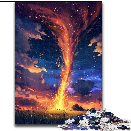 Puzzle 1000 Teile für Erwachsene, Lagerfeuer im Nachthimmel, pädagogisches Denkspiel, künstlerische Heim- und Bürodekoration, ab 14 Jahren (Größe: 26x38cm) von LGSHENG
